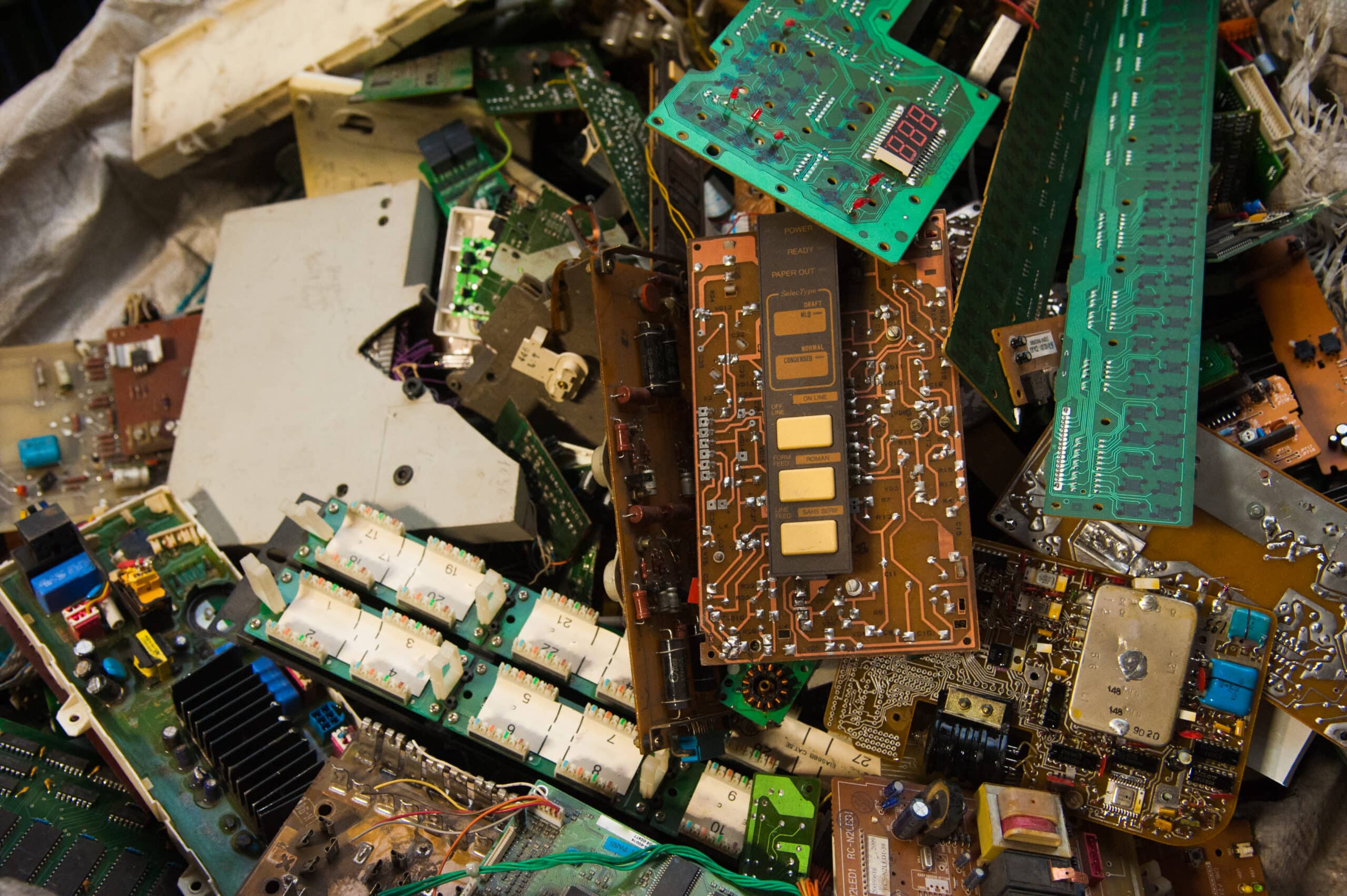 a pile of electronic components sitting on top of each other